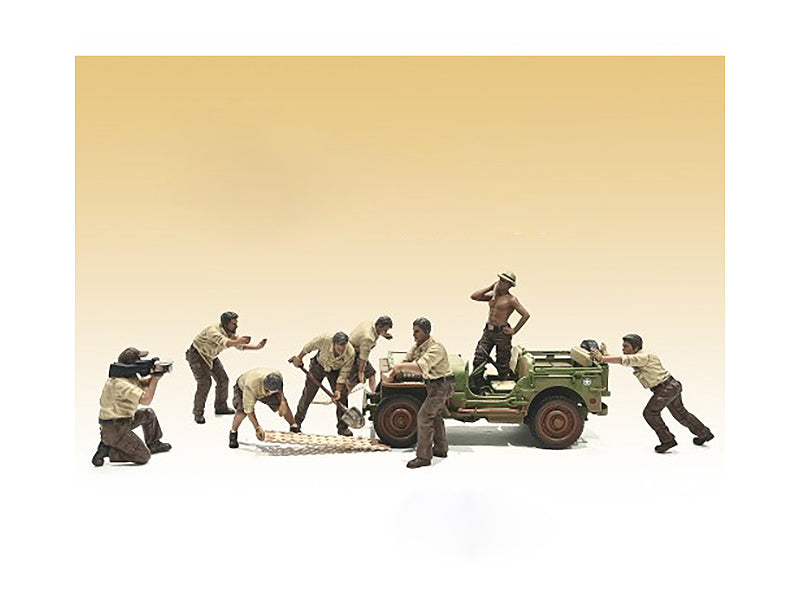 1/18 Scale 4X4 Mechanic 8-Piece Figure Set by American Diorama - Perfect for Model Car Displays & Off-Road Diorama Scenes