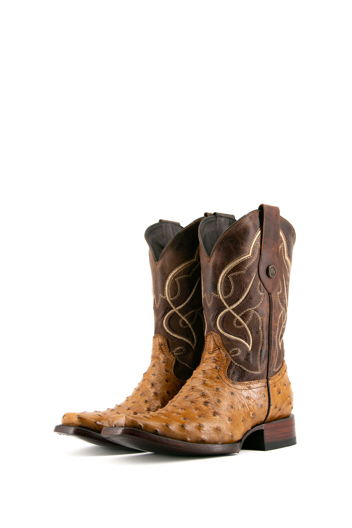 Vintage Ostrich Print Cowboy Boots for Men & Women - Western Rodeo Style Leather Boots - Perfect for Country Music Festivals, Line Dancing & Cowboy Themed Parties