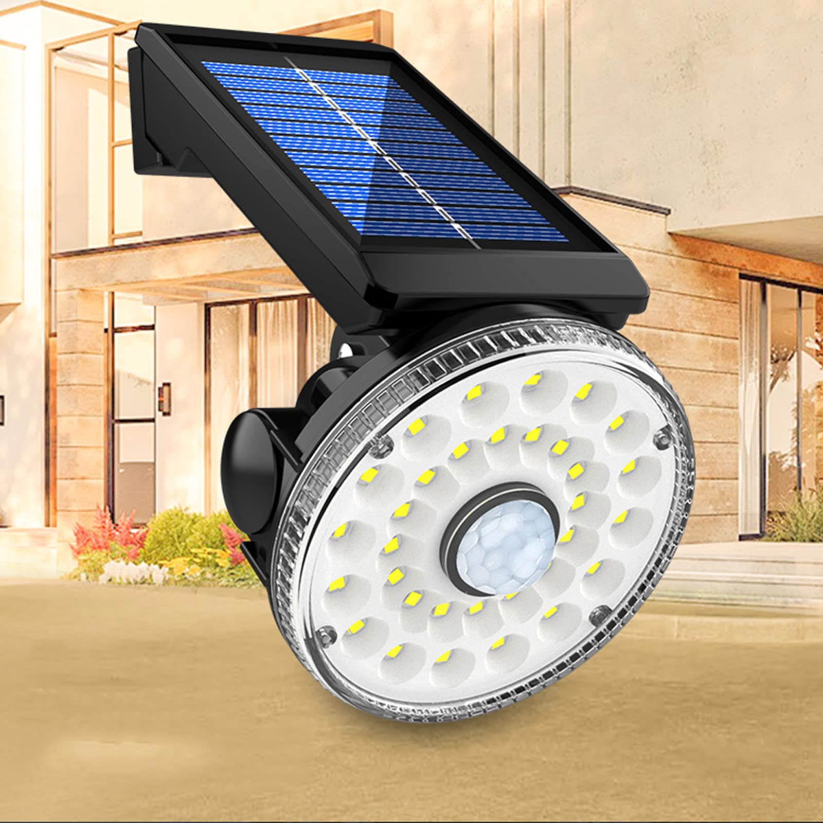 Solar Powered Outdoor Lights with Motion Sensor - IP65 Waterproof, 3 Lighting Modes, Wall Mount Security Lights for Fence, Yard, Garden, Patio & Front Door - Enhanced PIR Motion Detection for Home Safety & Nighttime Illumination