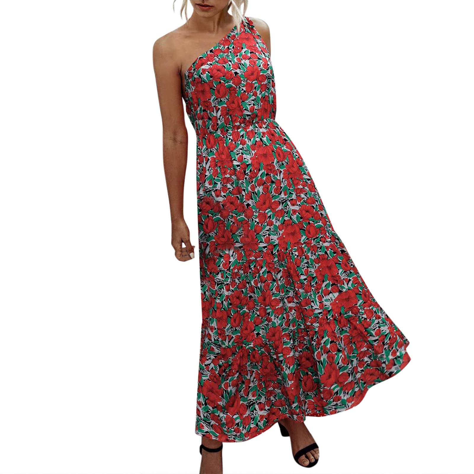 ONHUON Women's Summer Casual Swing T-Shirt Dress with Pockets - Flowy Beach Cover Up, Vacation Outfit, Lounge Dress for Outdoor Activities & Travel