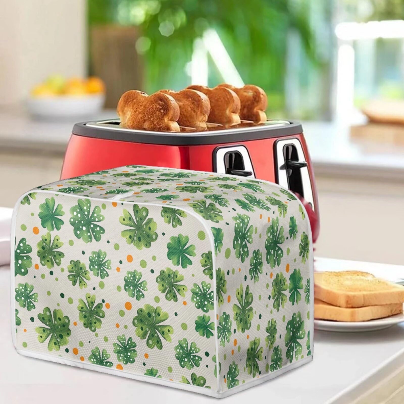 Clover 2 Slice Toaster Cover - Microwave Oven Dustproof Protector for Small Kitchen Appliances - St. Patrick's Day Decorative Accessory - Perfect for Home, Office & Dorm Room Use