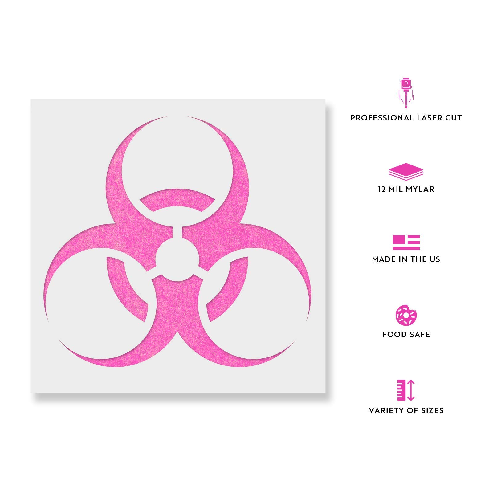 Biohazard Gas Mask Stencil - Reusable Hazard Symbol Template for DIY Projects, Cosplay & Emergency Preparedness