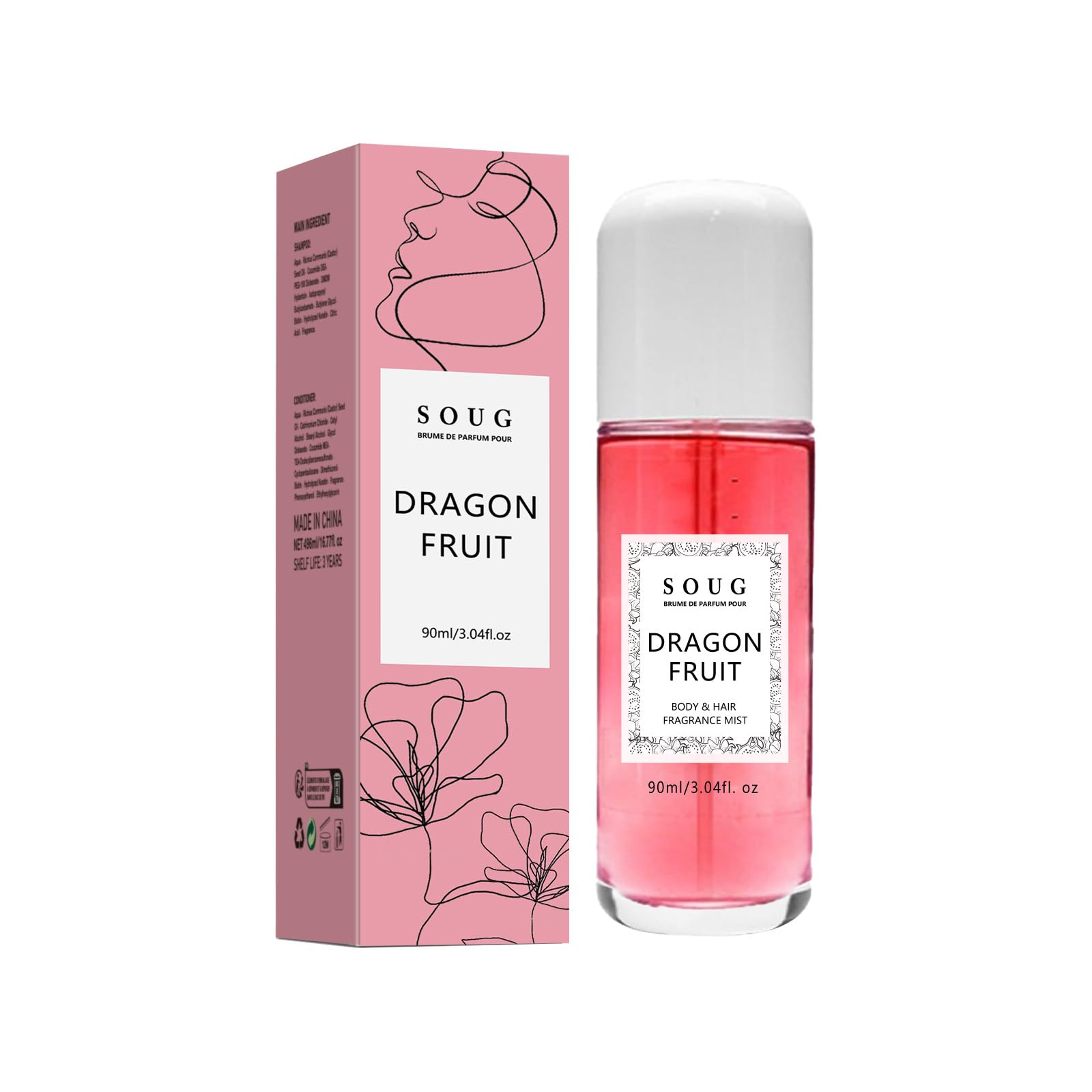 Dragon Fruit Perfume Spray for Women - Long Lasting Body & Hair Fragrance Mist, 3 Oz Travel Size - Tropical Scented Perfume for Daily Wear, Date Night & Summer Vacation