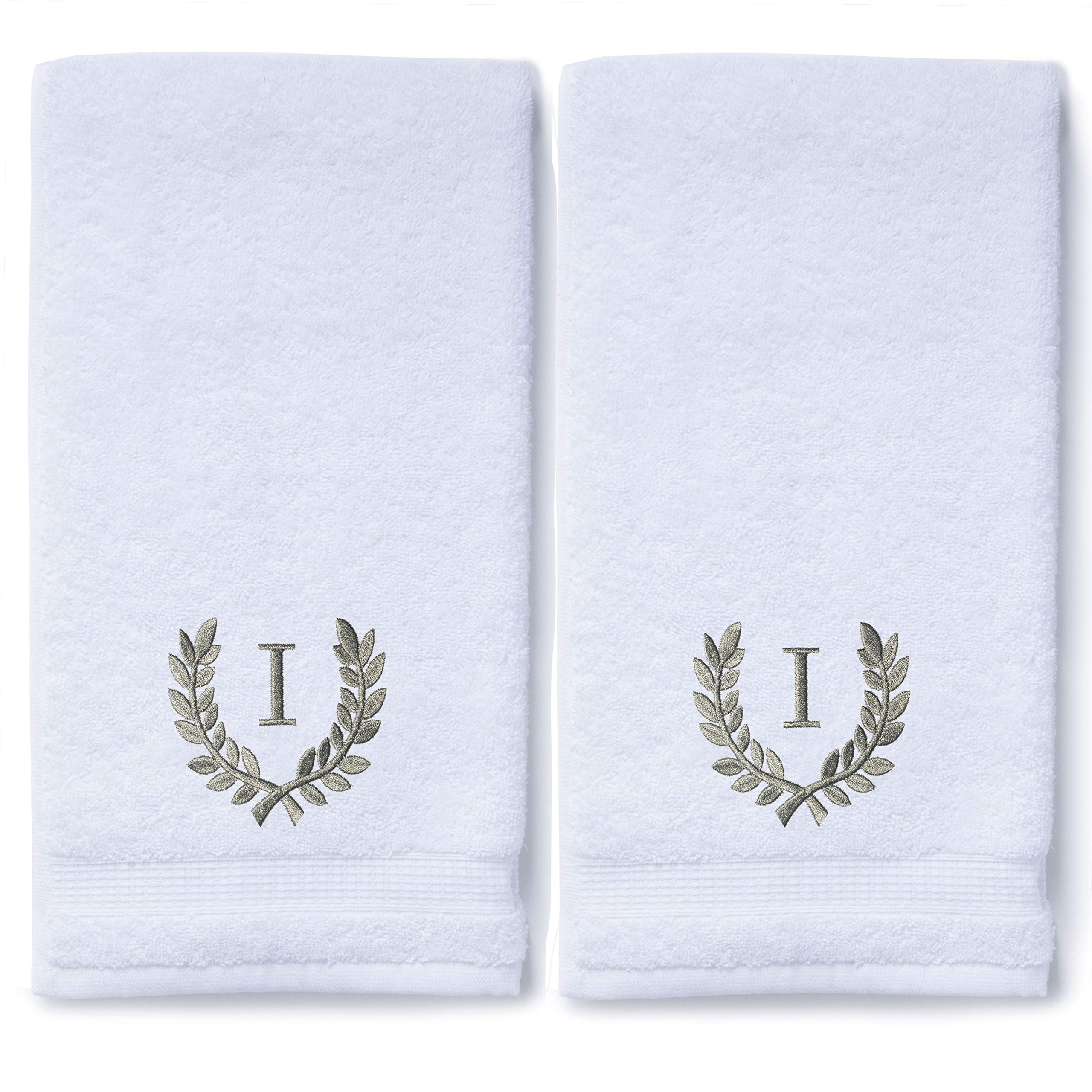 Personalized Monogrammed Hand Towels Set of 2 - Luxury Turkish Cotton 16x30 Inch for Bathroom, Kitchen & Spa | Custom Wedding Bridal Gift with Roman Font | Decorative Oversized Towels for Makeup, Guest Bath & Luxury Home Decor