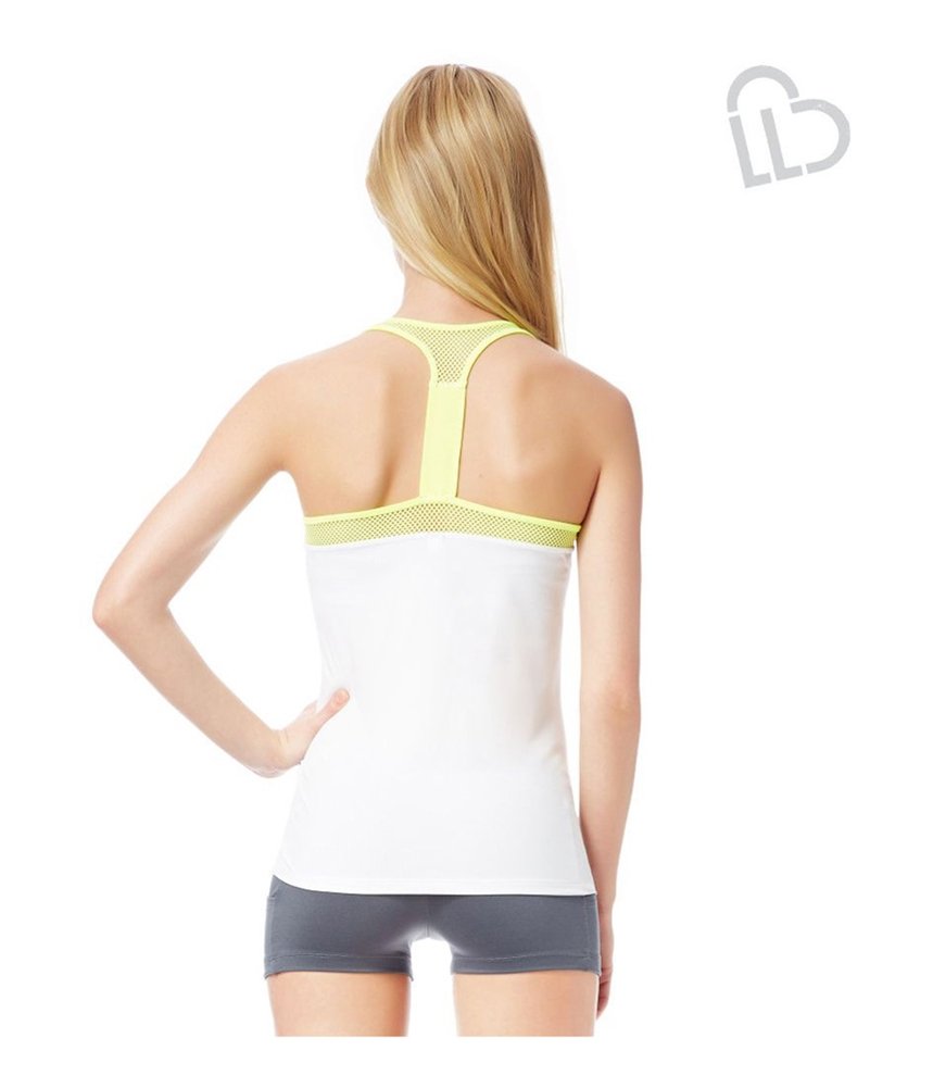 AEROPOSTALE Women's Mesh Trim Active Tank Top - Breathable Workout Shirt, White, X-Large for Gym, Yoga & Running