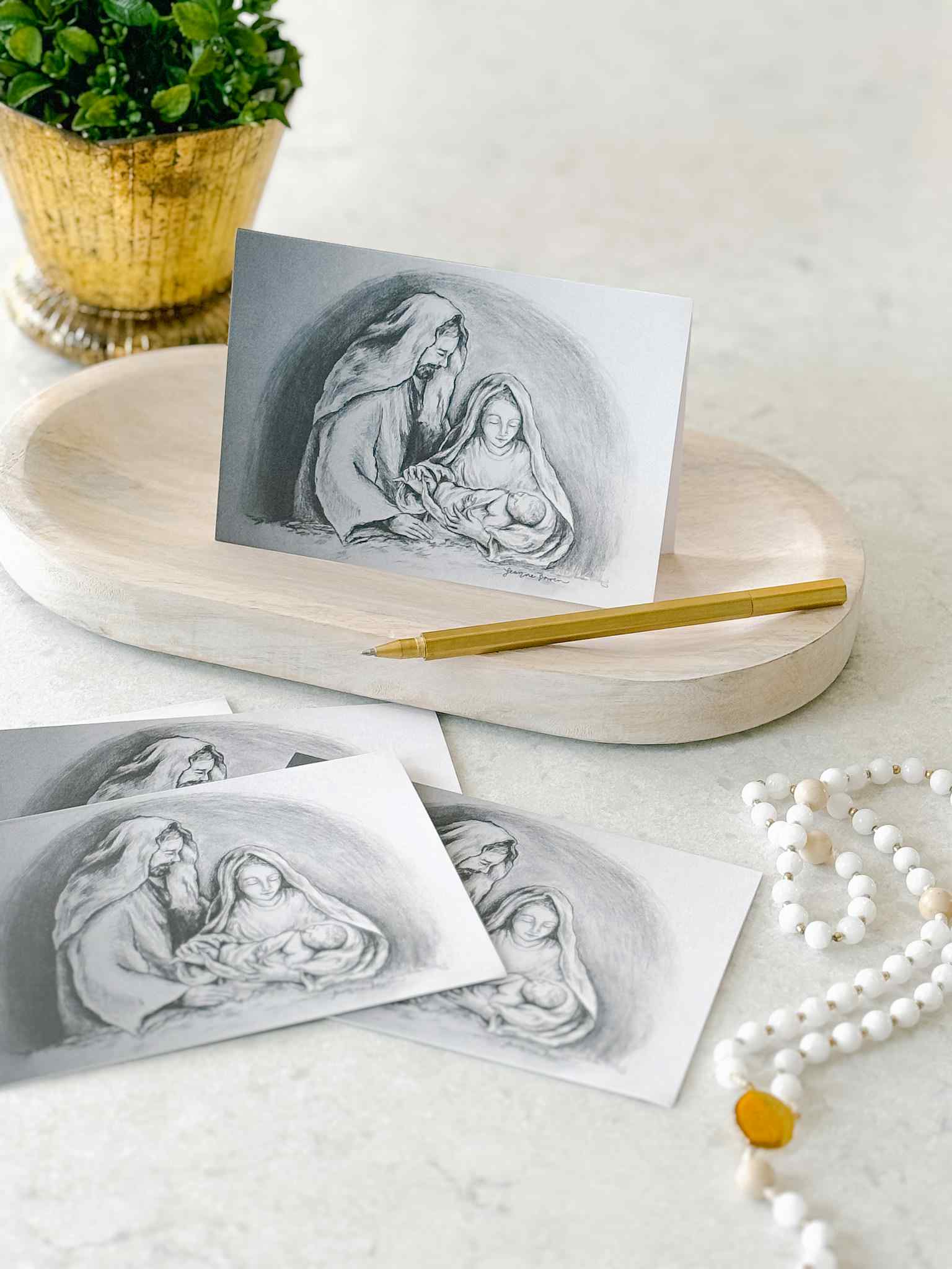 Holy Family Christmas Greeting Cards - Set of 5 Religious Holiday Cards for Family, Friends & Church - Perfect for Christmas Wishes, Holiday Mail & Seasonal Greetings