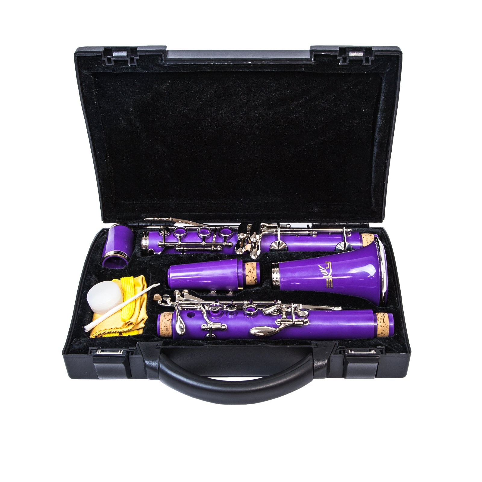 Sky SKYCL201-PR Purple ABS BB Clarinet with Hard Case - Professional Beginner Clarinet for Students, Band Practice & Live Performances