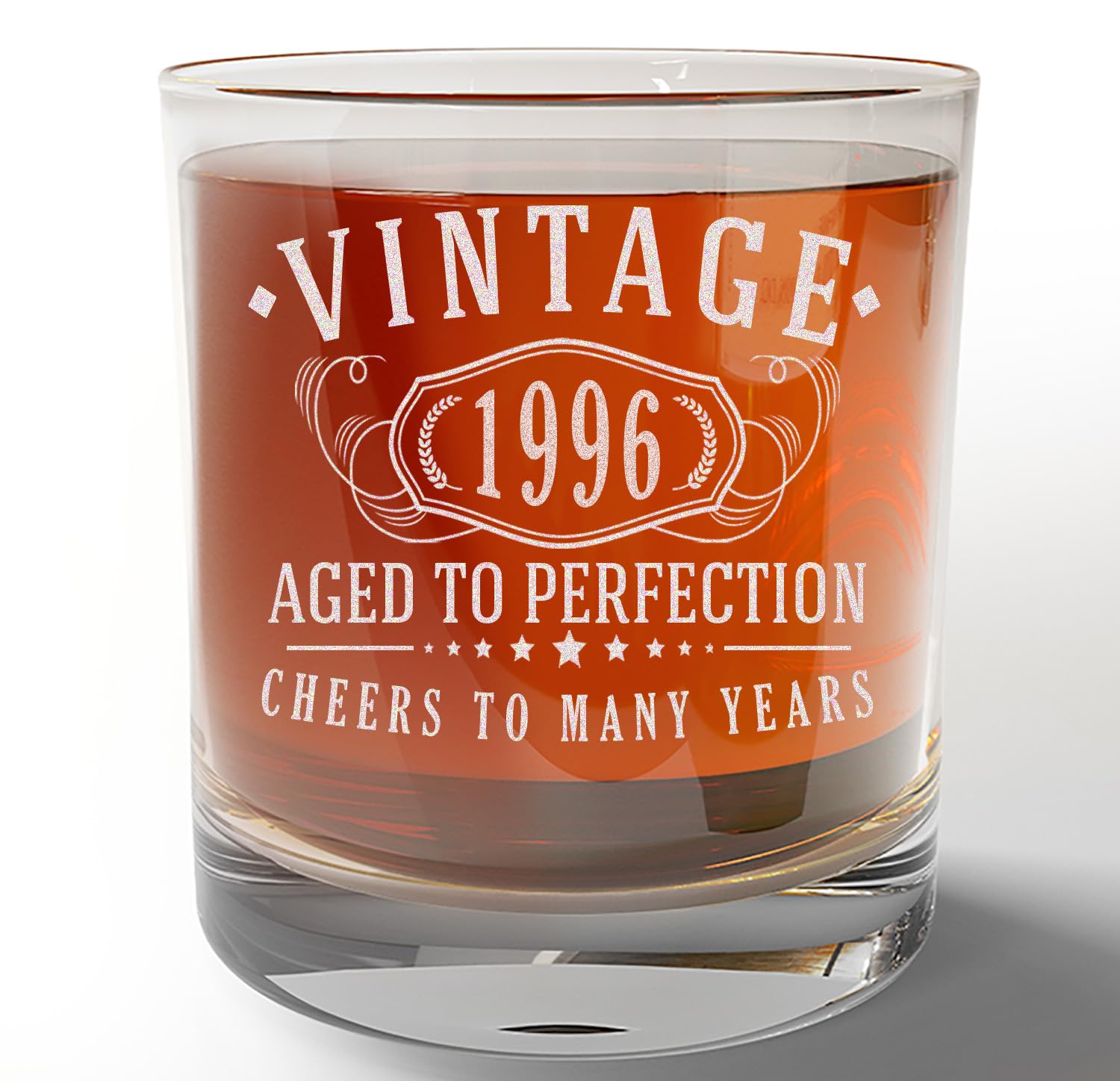 Vintage 1996 Etched 11oz Whiskey Glass - 29th Birthday Gift for Men, Dad & Grandpa - Personalized Engraved Bourbon Glass - Unique 29th Birthday Party Decorations - Perfect for Whiskey Lovers & Anniversary Celebrations - Great for Home Bars, Gifts & Special Occasions