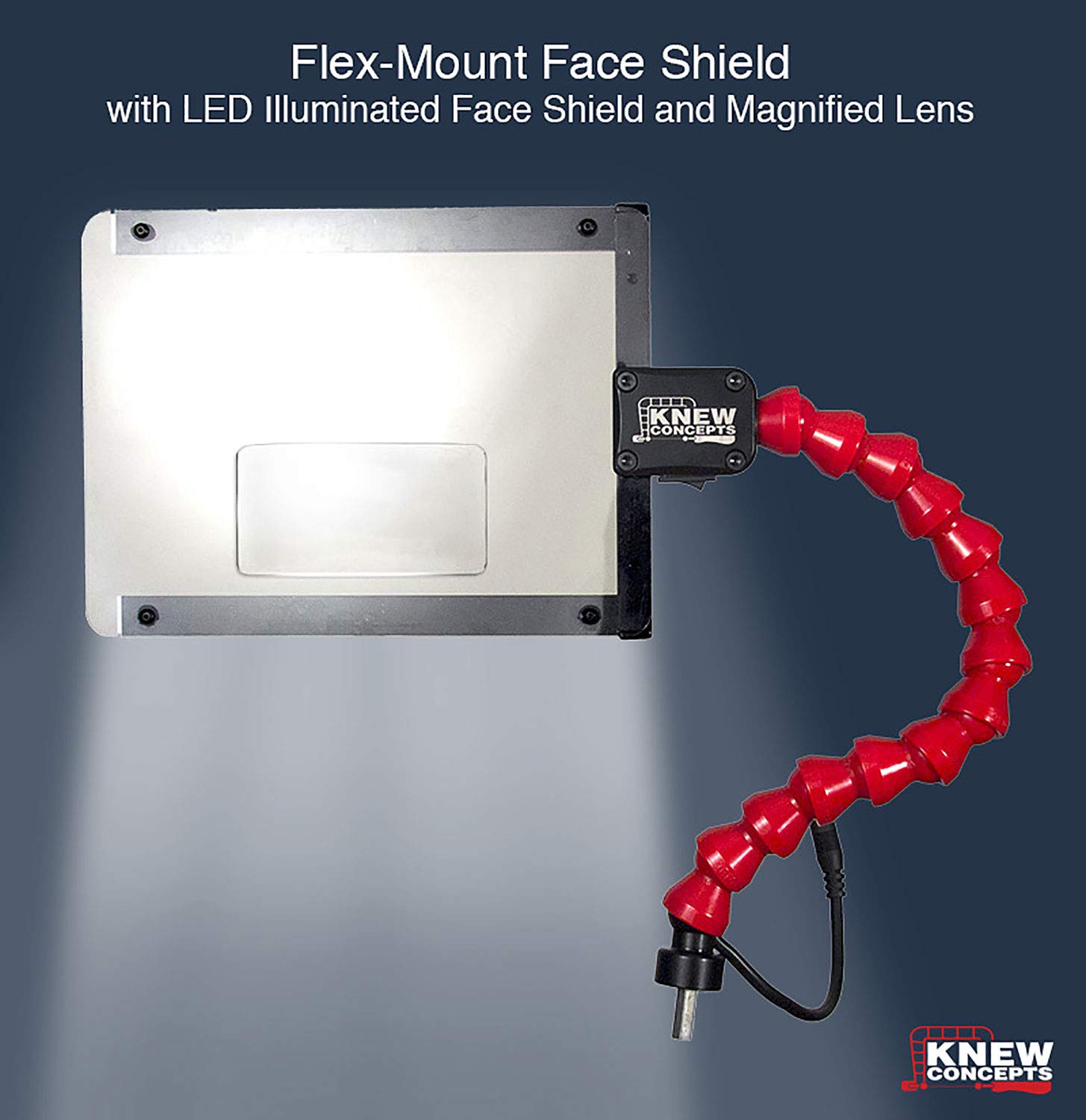 Flex-Mount LED Face Shield with 2X Magnified Lens - Adjustable Safety Goggles for DIY, Woodworking & Medical Use