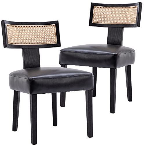 Cane Back, Black Faux Leather