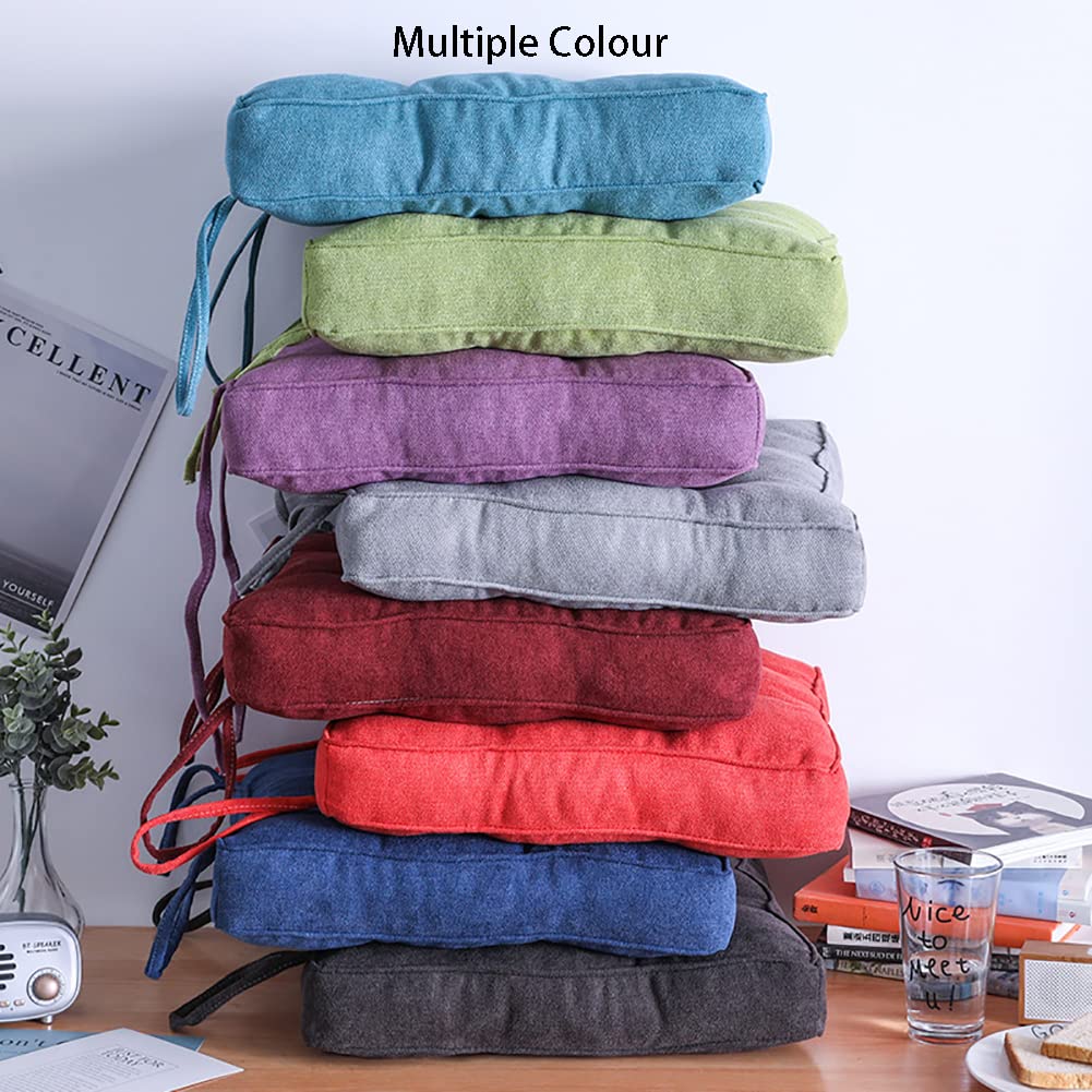 2 Pack LINGXIYA Seat Cushions with Ties - 40/45/50cm Thick Cotton-Polyester Chair Pads (10cm Thickness) - Soft & Breathable for Office, Dining, Car Seats - Perfect for Home, Work & Travel Comfort