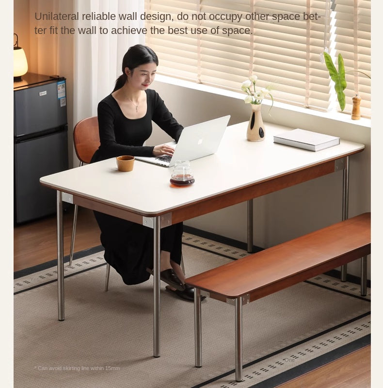 Modern Poplar Solid Wood Bauhaus Dining Table - Minimalist Scandinavian Style for Small Spaces - Perfect for Apartments, Breakfast Nooks & Cozy Dining Areas