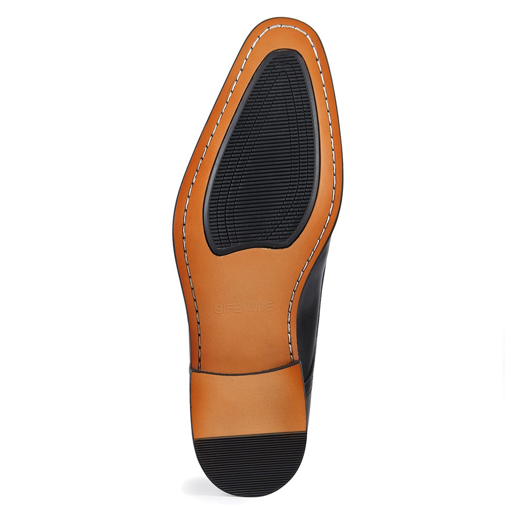 GIFENNSE Men's Slip-On Loafers - Genuine Leather Dress Shoes for Business, Wedding & Formal Occasions - Comfortable & Stylish Office Work Shoes