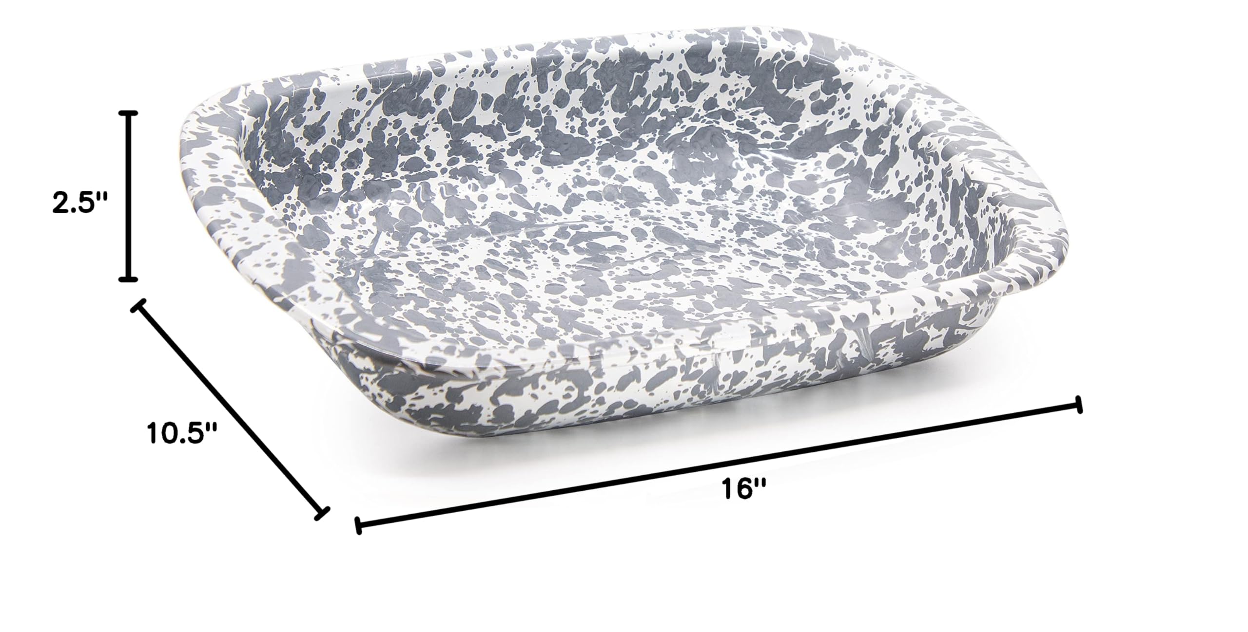 Golden Rabbit Enamelware - 3 Quart Baking Pan (Grey Swirl) | Durable Enamel Coated Oven Safe Casserole Dish for Baking, Roasting & Serving | Perfect for Casseroles, Lasagna, Bread & Desserts