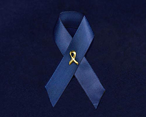 Dark Blue Satin Huntington's Disease Awareness Ribbon Pins - Fundraising Pins for HD Awareness Campaigns & Charity Events (Set of 10)