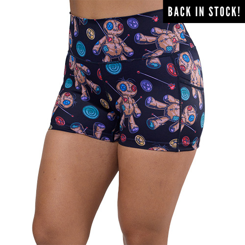 Voodoo Doll Print Shorts for Men & Women - Stylish Black Casual Shorts for Summer, Gym, and Lounge Wear