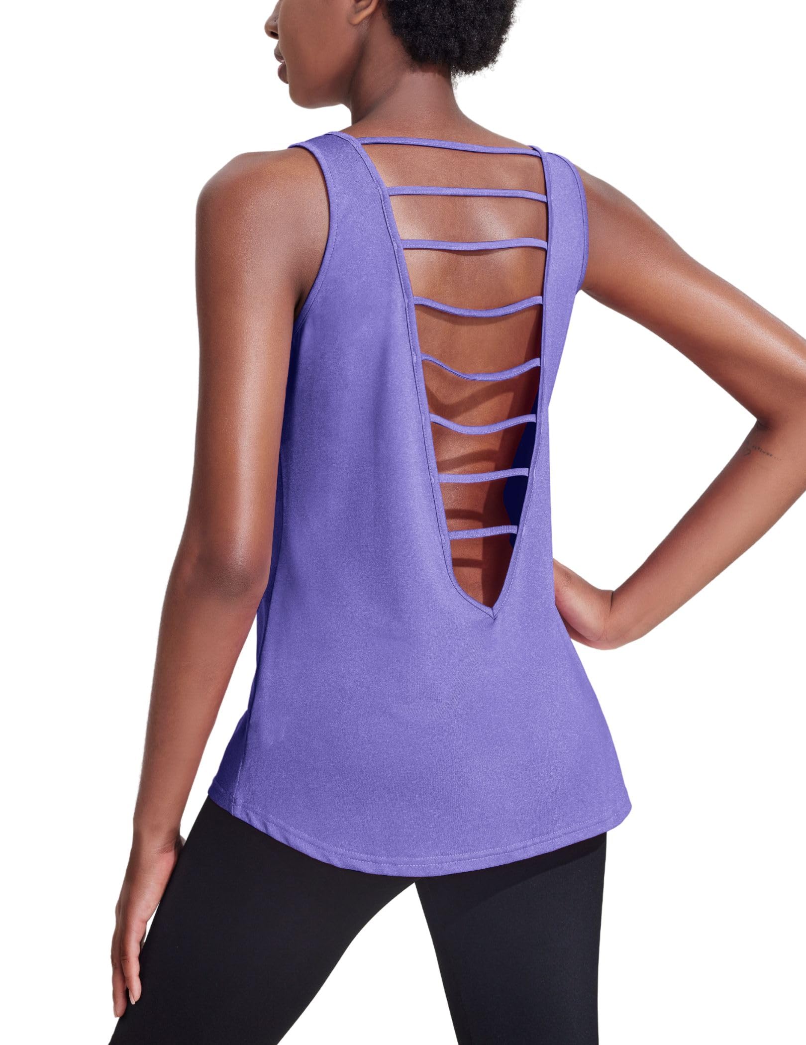 Pinspark Women's Open Back Tank Top - Sleeveless Workout Shirt for Yoga, Tennis & Athletic Activities | Breathable & Comfortable Fitness Apparel for Gym, Running & Sports
