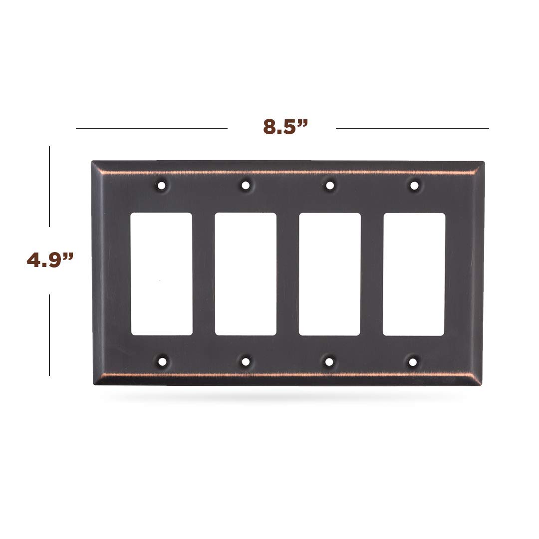 SLEEKLIGHTING Oil Rubbed Bronze Outlet Covers and Switch Plates - Decorative Wall Plate Light Switch Cover (4 Gang Decorator, 2 Pack) - Perfect for Living Room, Bedroom, Office & Home Decor