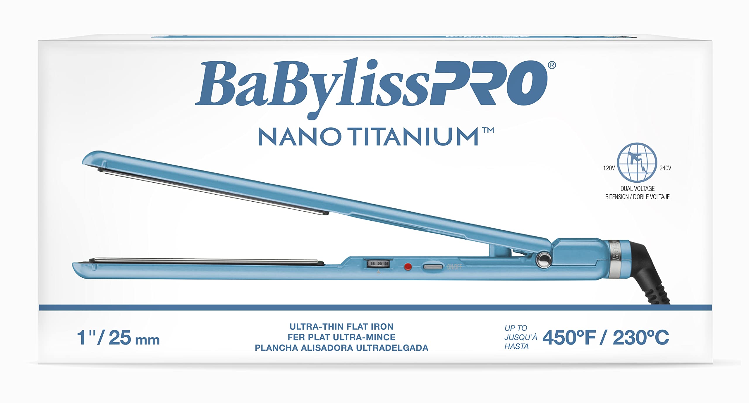 BabylissPRO Nano Titanium Ultra-Thin Hair Straightener - Professional Flat Iron for All Hair Types | Salon-Quality Styling at Home for Smooth, Shiny & Frizz-Free Hair