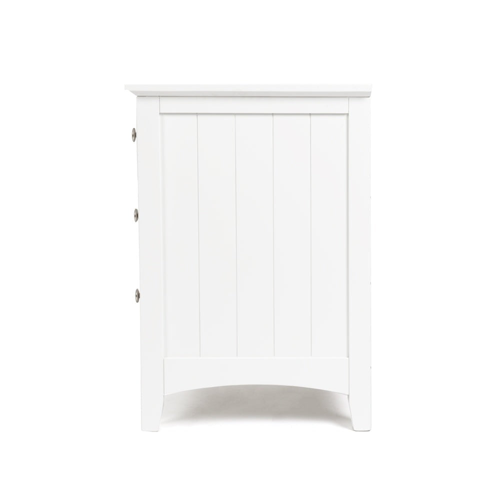 Casey White Nightstand with 3 Drawers - Modern Bedside Table for Bedroom, Living Room, or Office Storage & Organization