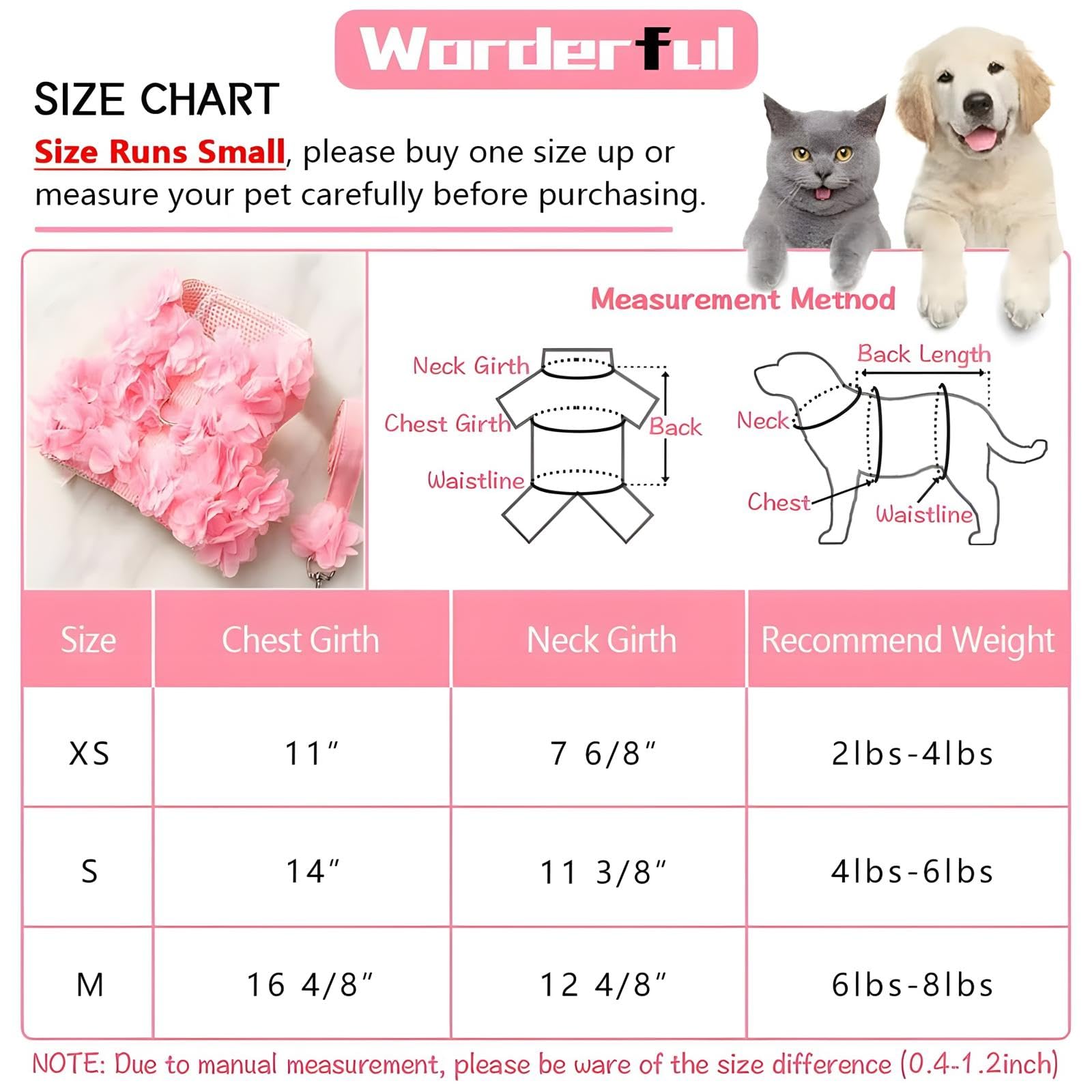 Escape-Proof Small Dog Harness & Leash Set - Soft Mesh Flower Puppy Vest for Small Dogs & Cats (Pink & Multicolor) | Perfect for Walks, Training & Outdoor Adventures