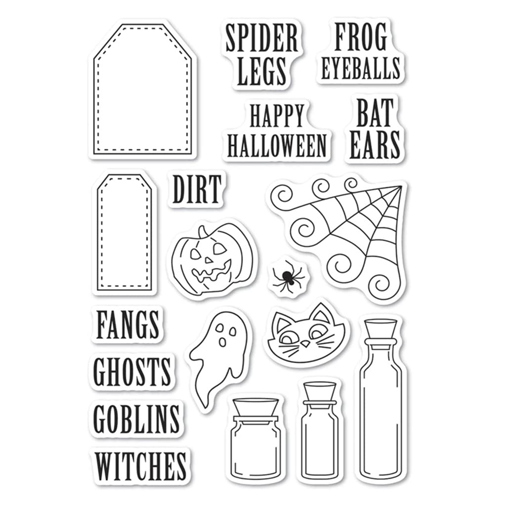 JIUYECAO Clear Silicone Stamp for Scrapbooking - Halloween DIY Photo Album Seal, Transparent Embossing Stamps for Card Making & Journaling (Perfect for Halloween Crafts, Gift Wrapping & Memory Books)