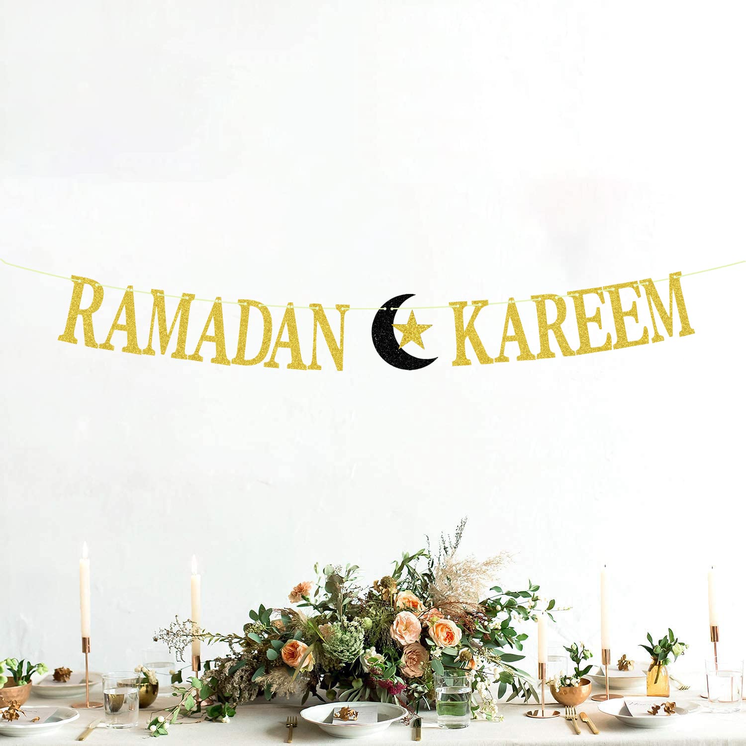 Ramadan Kareem Banner - Happy Eid Decorations for Islamic Festival & Party Supplies - 2023 Hajj Mubarak & Umrah Mubarak Decor - Perfect for Home, Mosque & Community Celebrations