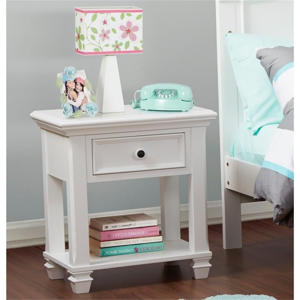 Baby Cache Glendale 1 Drawer Nightstand in Pure White - Modern Nursery & Bedroom Furniture for Baby Room Decor & Storage Solutions