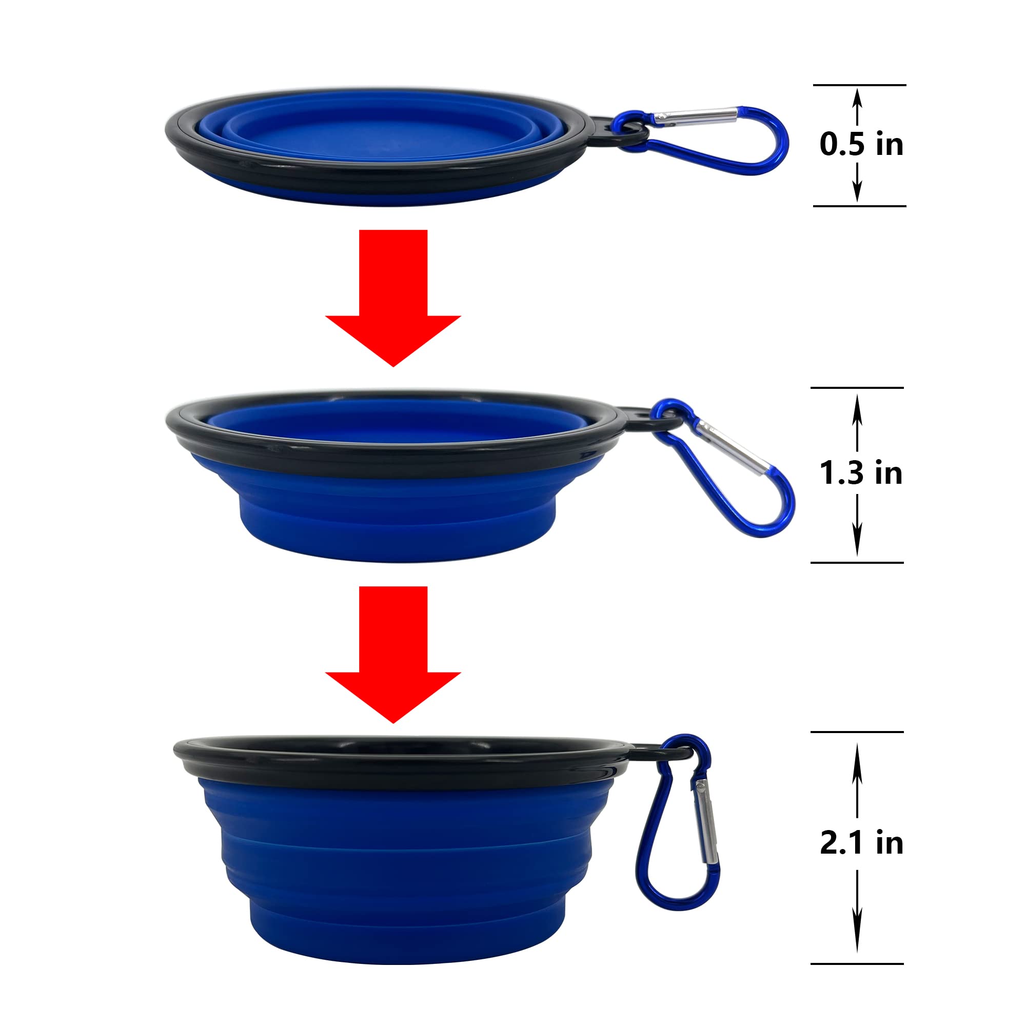 Collapsible Dog Bowl 6 Pack - Portable, Safe & Reusable Pet Water Food Dish for Travel, Hiking, Camping - Indoor & Outdoor Use for Dogs & Puppies