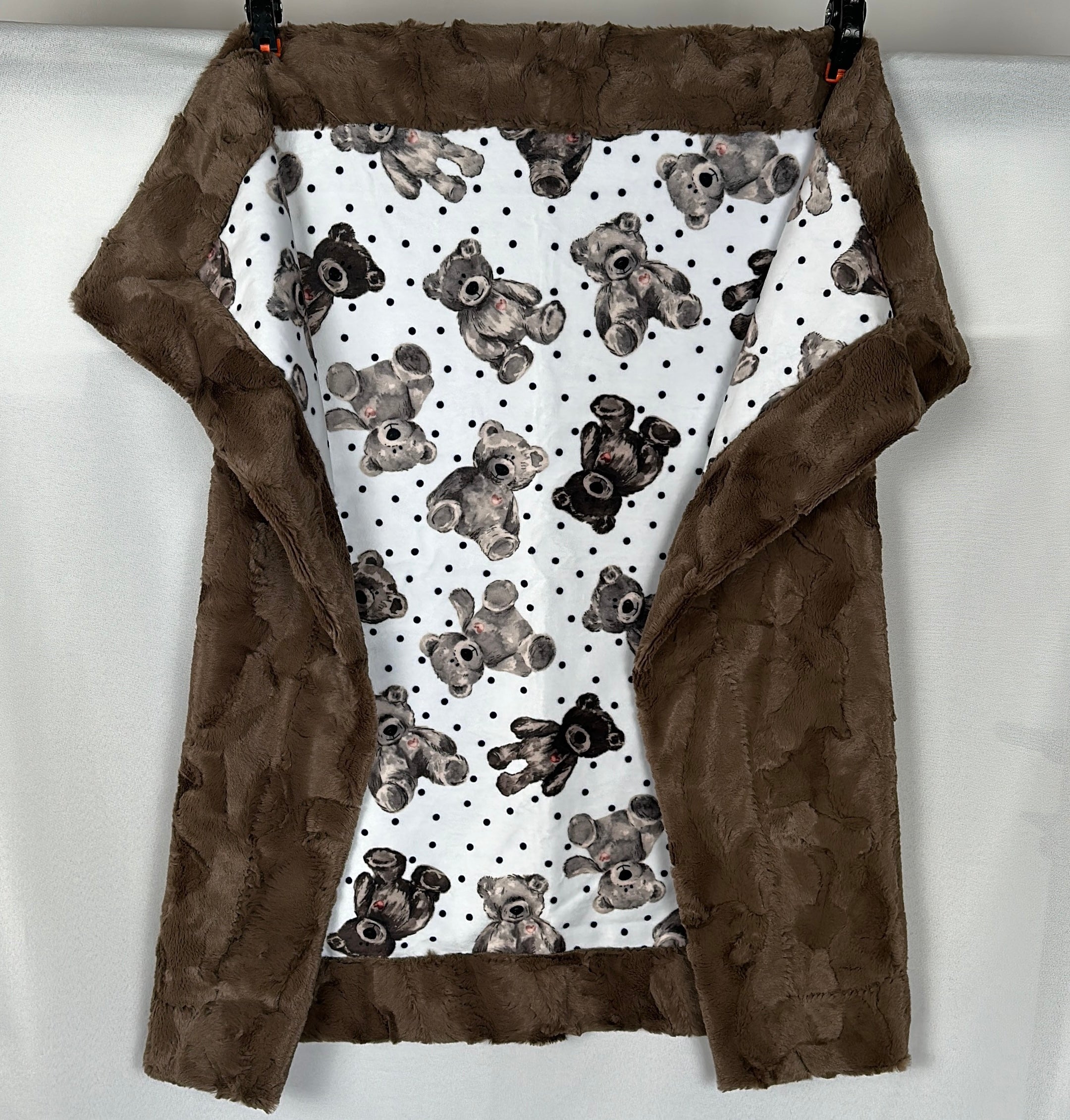 Soft Brown Luxe Minky Baby Blanket 34x41 - Cozy Teddy Bear Design for Nursery, Swaddling & Cuddle Time