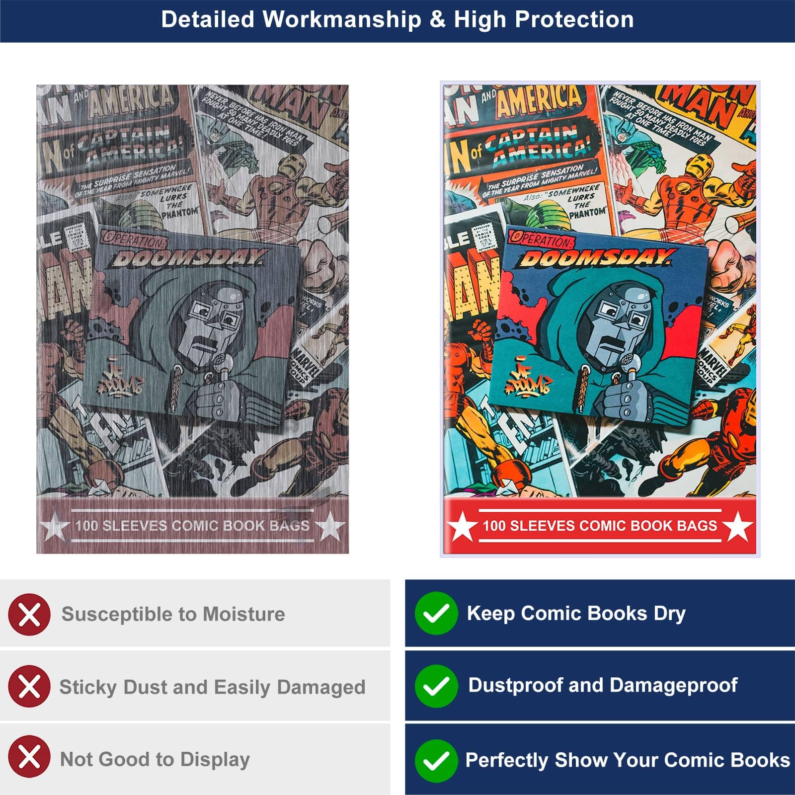 100ct Comic Book Bags and Boards Set - Acid-Free, Archival Safe, 1.5
