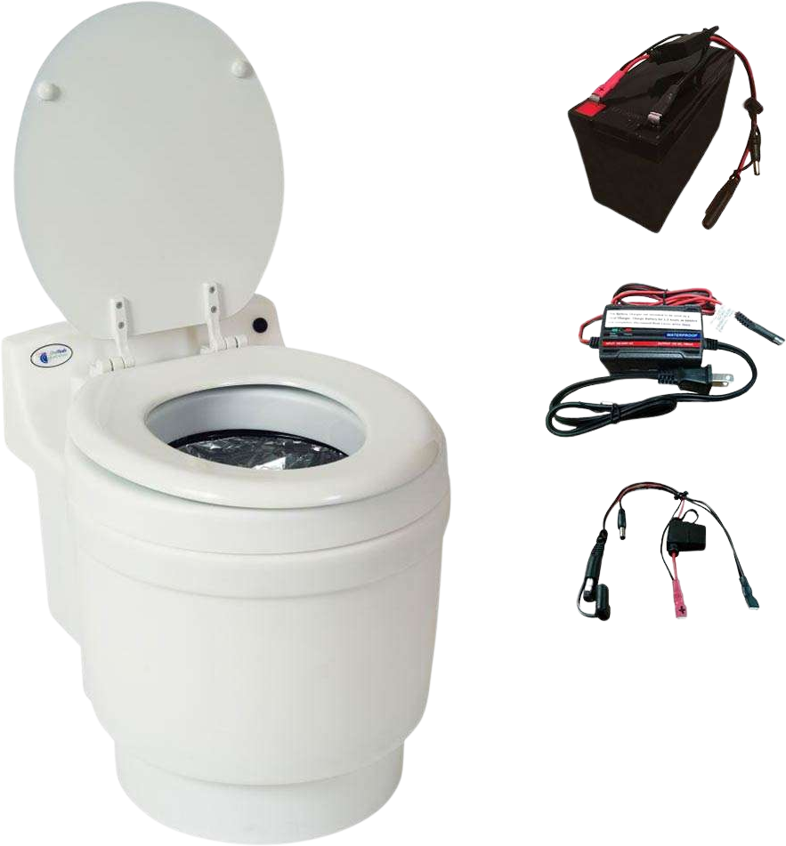 Laveo Dry Flush DF1045 Waterless Portable Toilet with 12V Battery & Charger - Compact, Odor-Free Solution for Camping, RV Travel & Emergency Use