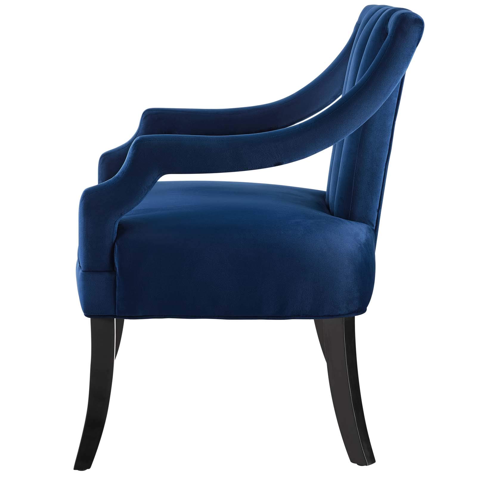 Modern Velvet Accent Chair for Living Room - Navy Blue Upholstered Wooden Lounge Side Chair - Perfect for Home, Office & Reading Nook