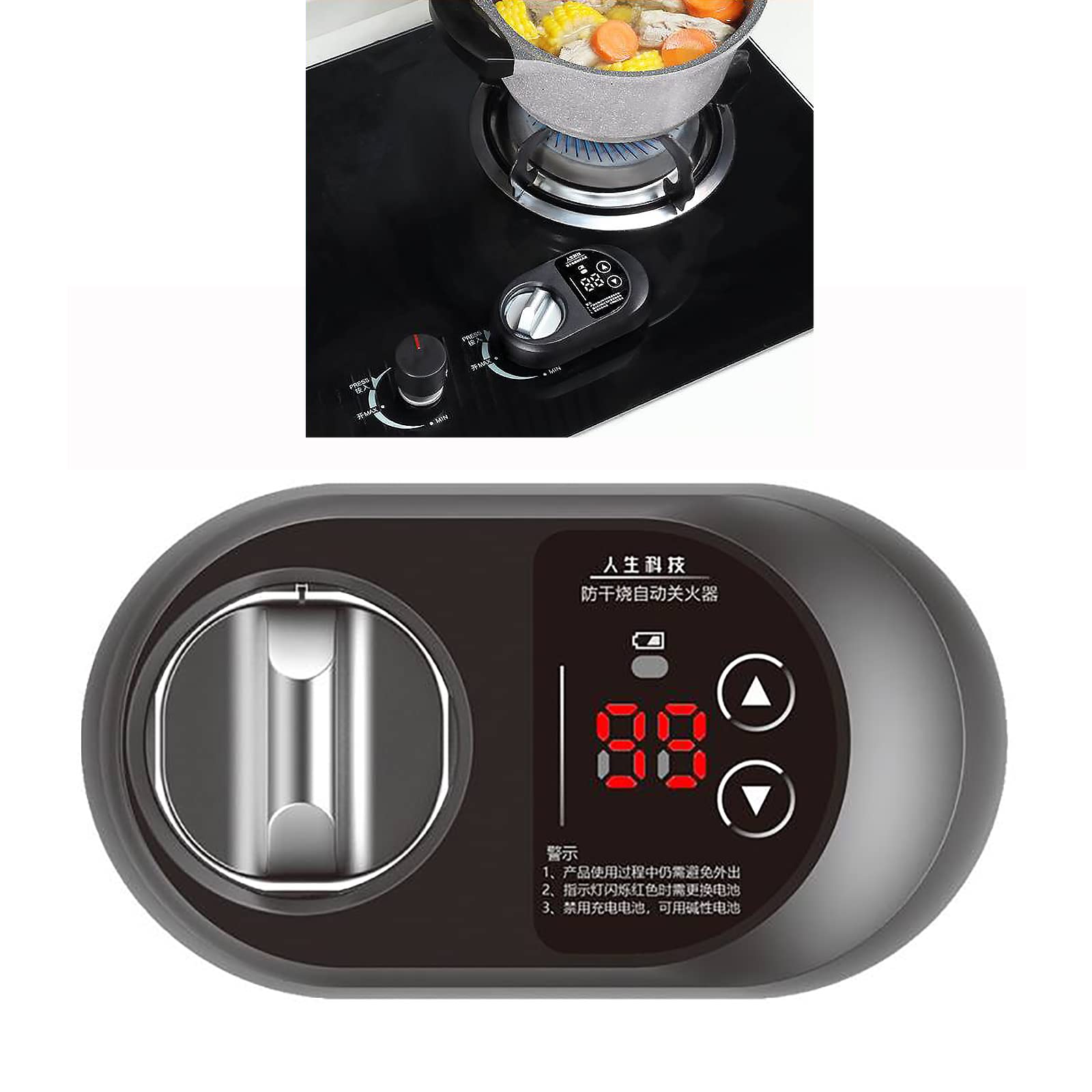 Universal Gas Stove Timer with Auto Shut-Off - 0-99 Minute Adjustable Safety Switch Controller for Most Gas Stoves - Prevent Fires & Gas Leaks - Perfect for Cooking, Baking & Kitchen Safety