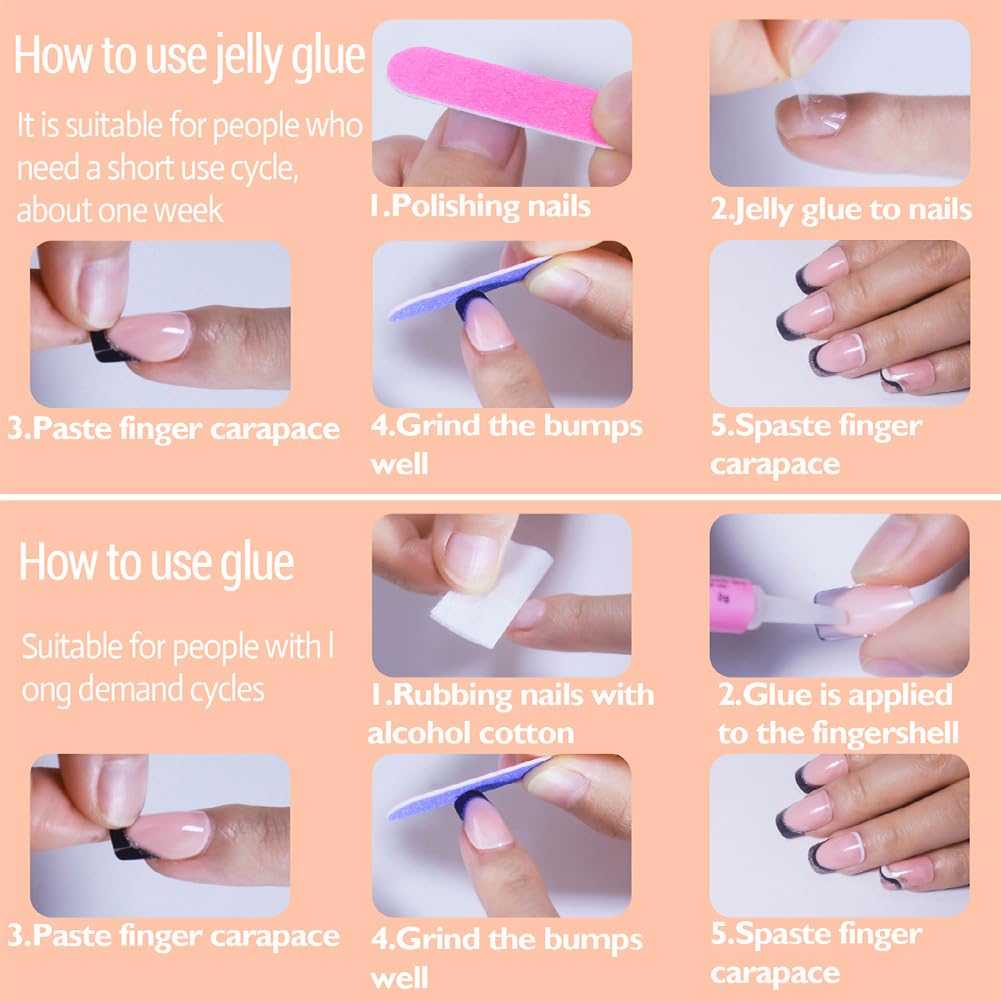 24Pcs Almond Press on Nails - Short Round White Ombre Fake Nails with Elegant Designs | Acrylic Stick on Artificial Nails for Women & Girls | Perfect for Parties, Weddings & Daily Wear