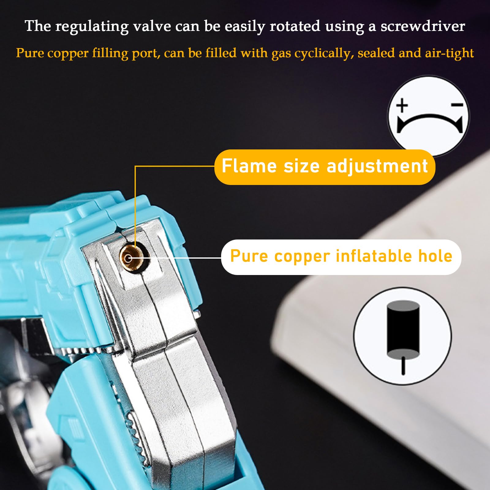 Windproof Adjustable Jet Flame Torch Lighter - Refillable Butane Lighter with Foldable Cool Design for Men & Women - Perfect for Candle Lighting, Kitchen Use, Camping, BBQ & Outdoor Activities (Black, Gas Not Included)