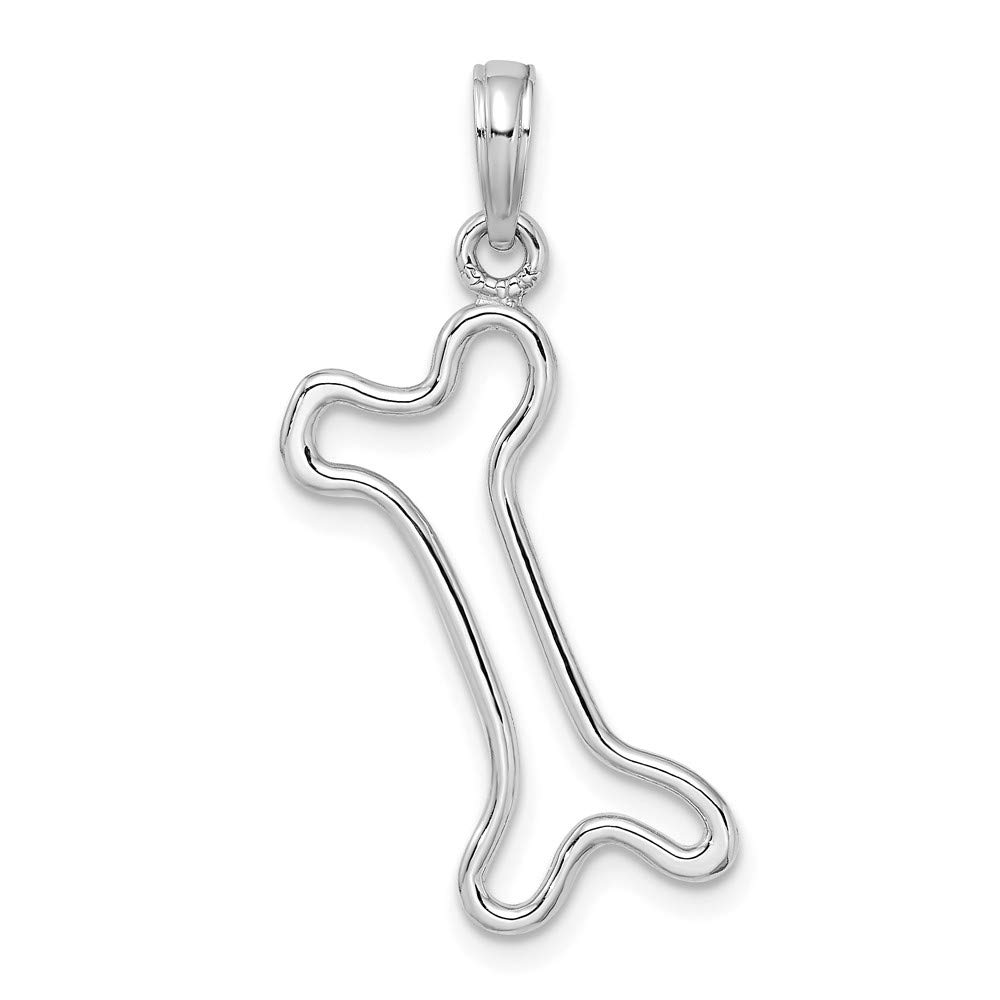 14K White Gold Dog Bone Pendant - Elegant Cut-Out & Polished Design for Pet Lovers | Perfect Gift for Dog Owners, Jewelry for Everyday Wear & Special Occasions
