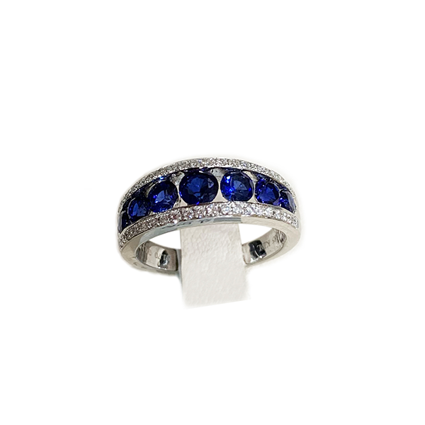 14K White Gold Sapphire Band Ring for Women - Elegant Wedding, Engagement & Anniversary Jewelry Gift - Perfect for Everyday Wear & Special Occasions