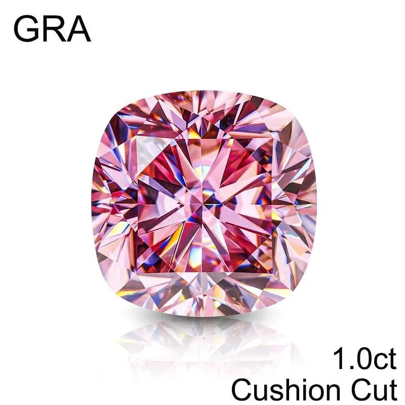 **100% Real Pink Loose Moissanite Gemstone - Lab-Created for Women's Jewelry (Round/Pear/Emerald/Oval Cut) | GRA Certified | Perfect for Engagement Rings, Wedding Bands & Fashion Jewelry**