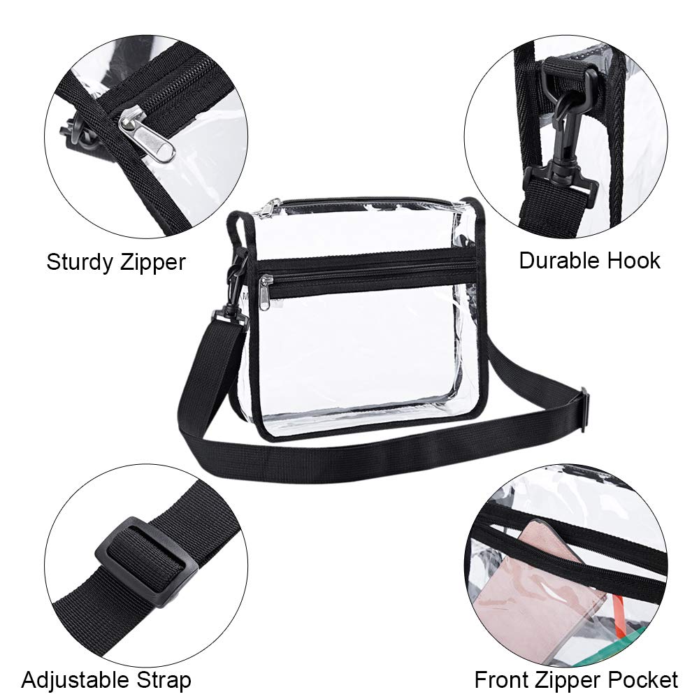 Edraco Clear Crossbody Purse Bag for Women & Men - Stadium Approved Transparent Shoulder Tote with Front Pocket & Adjustable Strap - Perfect for Concerts, Gym, Sports Events & Travel Security Checks