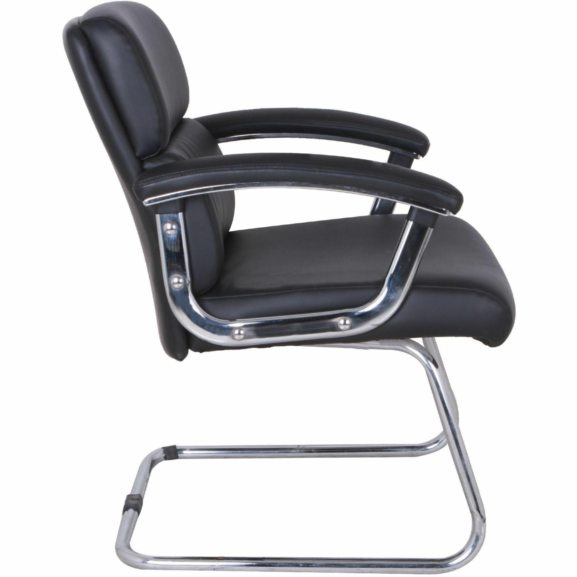 Lorell Sled Base Leather Guest Chair - Black Office Chair for Conference Room, Reception & Waiting Area - Ergonomic Executive Chair with Durable Leather Upholstery