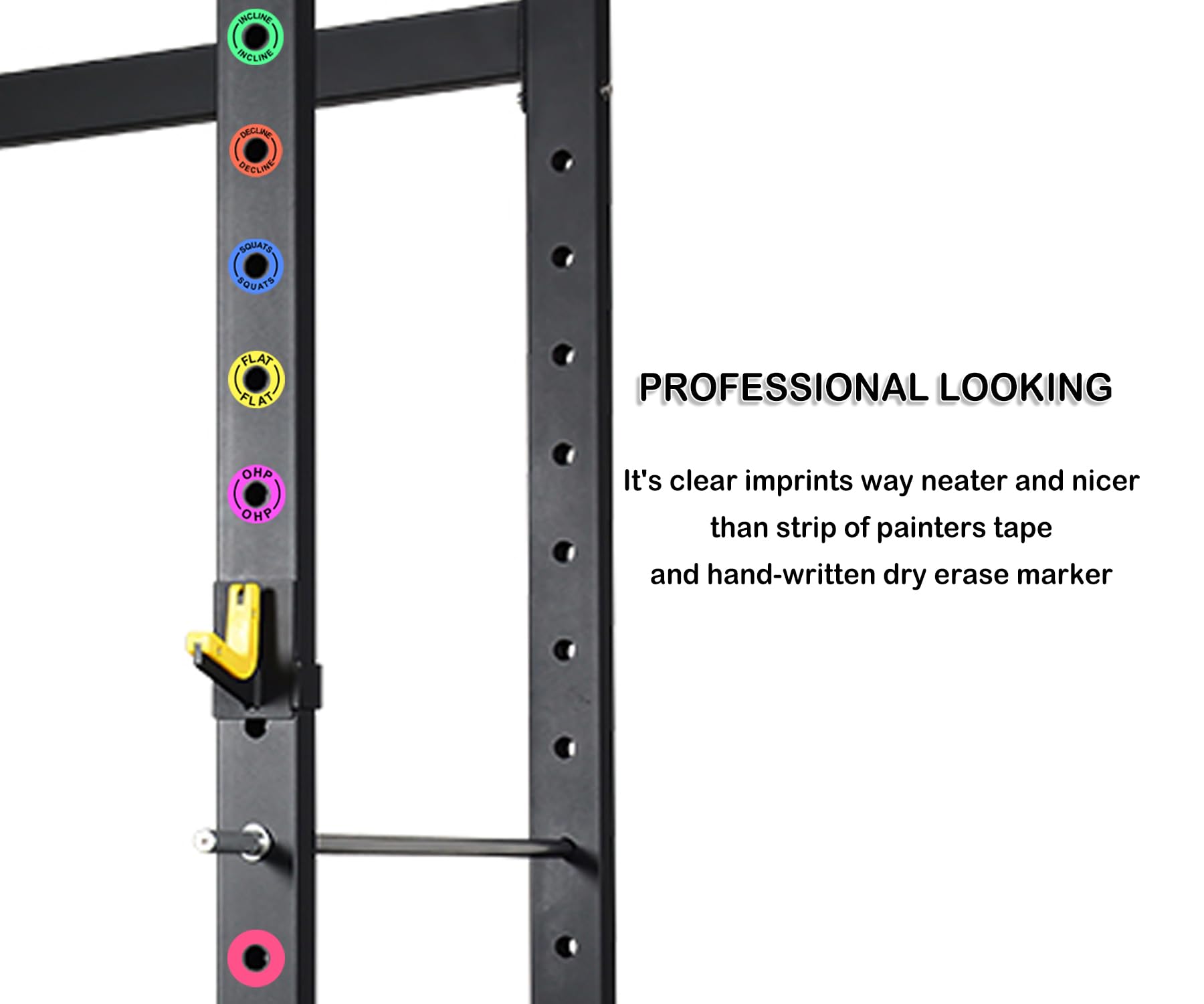 1.5 Inch Power Squat Rack Barbell Magnetic Markers - 12 Pcs Gym Weightlifting Position Identifiers for Bench Press, Overhead Press & Squats | Durable Home & Garage Gym Accessories for Strength Training & CrossFit Workouts