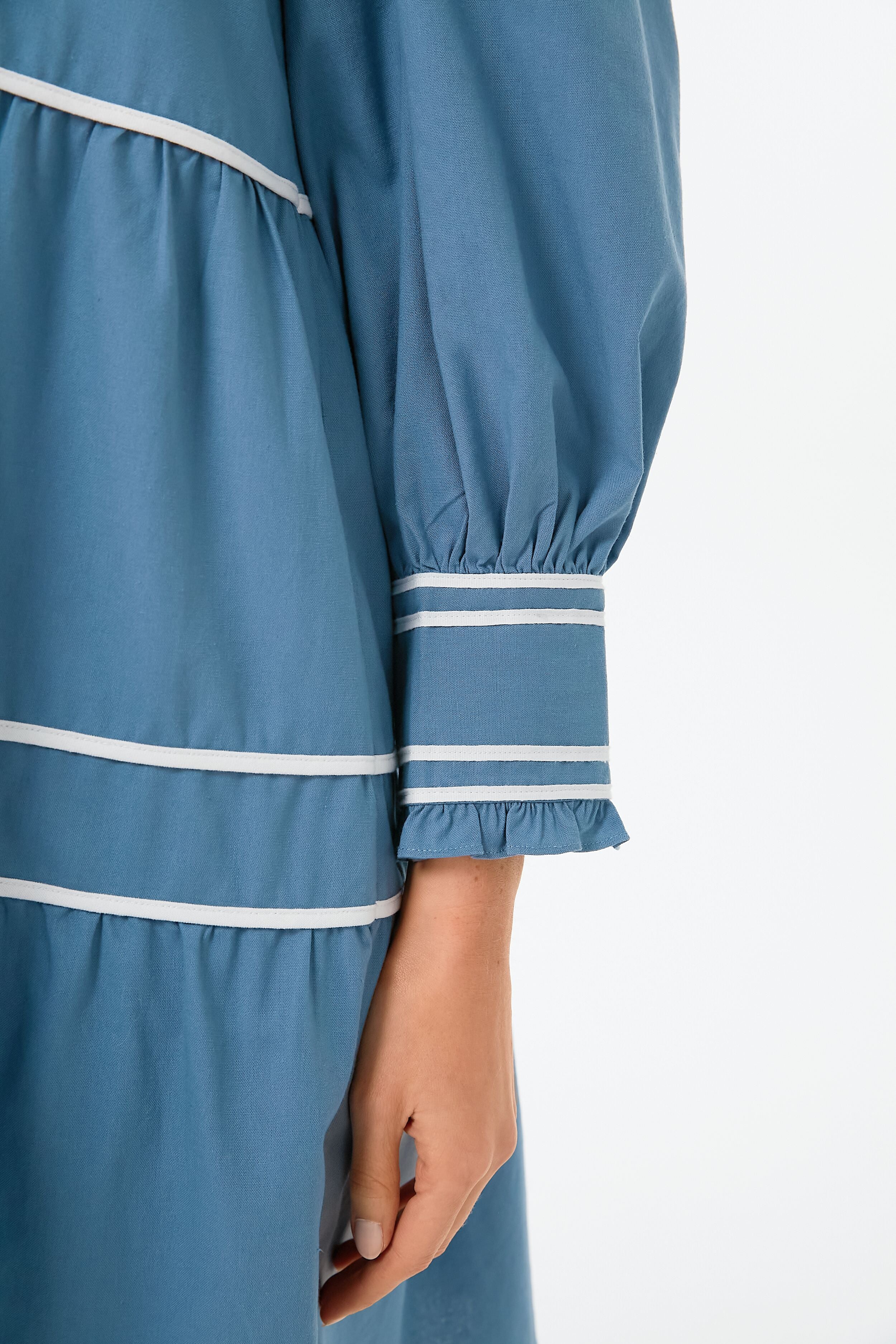 Blue Tiered Abby Dress for Women - Elegant Flowy Midi Dress with Ruffles | Perfect for Weddings, Parties & Special Occasions