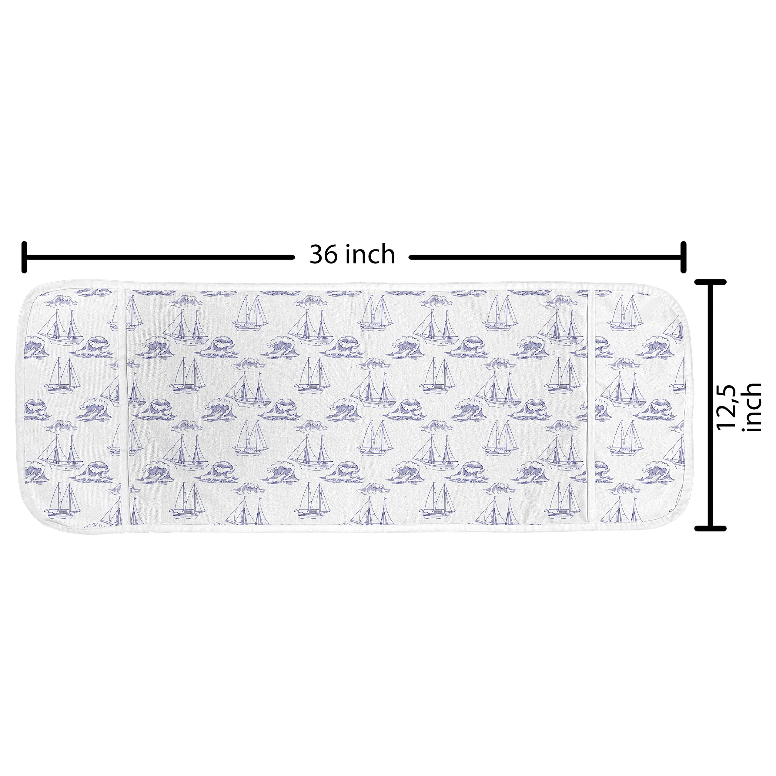 Ambesonne Waterproof Microwave Cover with Ships & Waves Nautical Design - 36