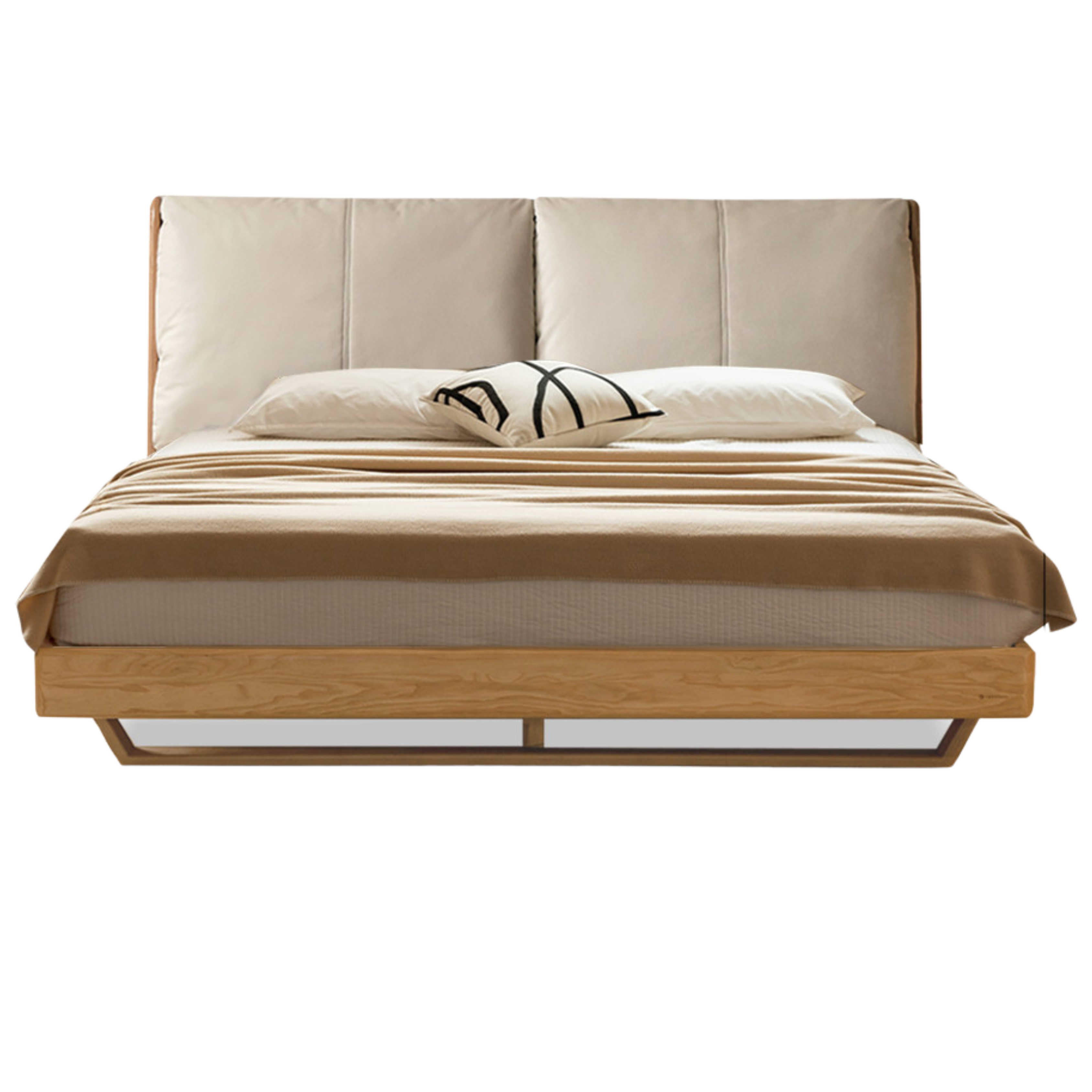 Natural Wood Color Ash genuine leather coconut milk white soft bed