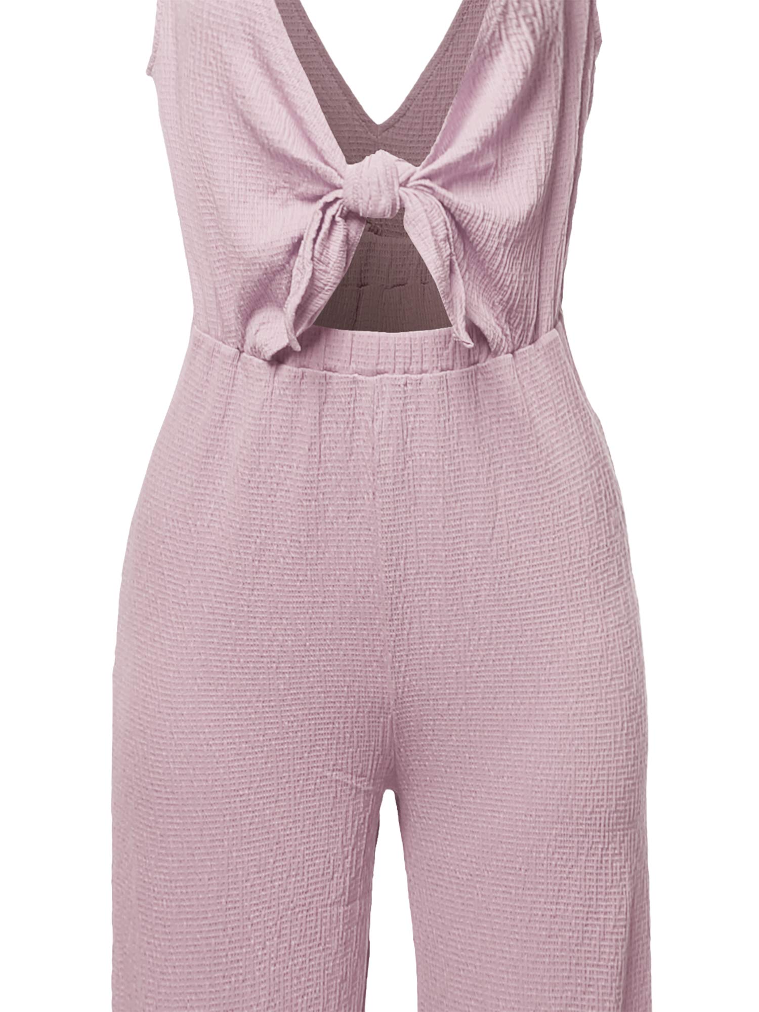 Emma Sexy V-Neck Front Self-Tie Knot Romper Jumpsuit - Mauve S | Women's Summer Outfits for Beach, Party & Date Night