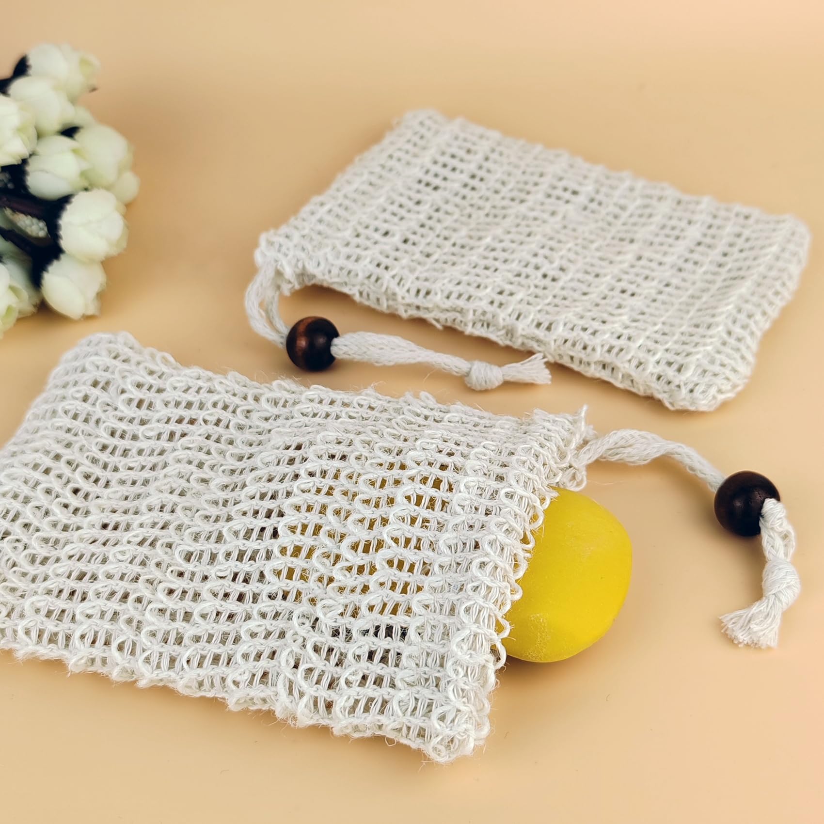 2 Pack Natural Sisal Soap Saver Bags - Exfoliating & Drying Shower Pouches for Body Wash, Hand Soap - Eco-Friendly Bath Accessories for Spa, Travel & Home Use