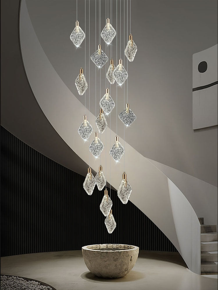 Elegant Square Crystal Pendant Chandelier - Modern Ceiling Light Fixture for Dining Room, Living Room & Bedroom Lighting Decor