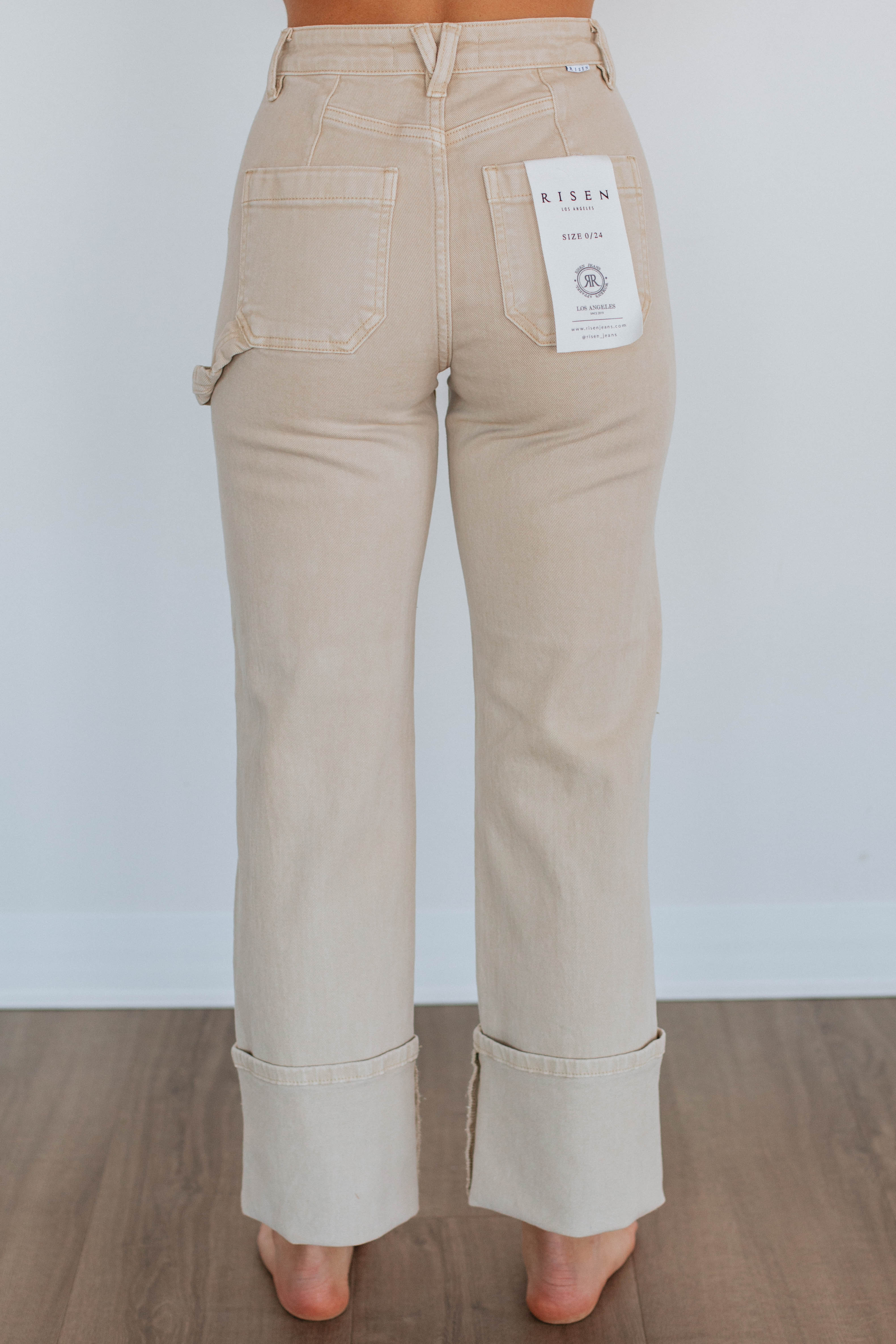 Erin Risen Women's High Waist Skinny Jeans in Khaki - Stretchy Comfort Denim Pants for Casual Wear & Everyday Outfits