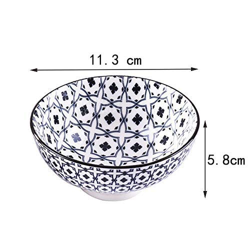4.5 Inch Japanese Rice Bowl Set of 4 - Ceramic Sushi Bowls for Dessert, Snacks, Cereal & Soup - Perfect for Asian Cuisine, Home Dining & Restaurant Use
